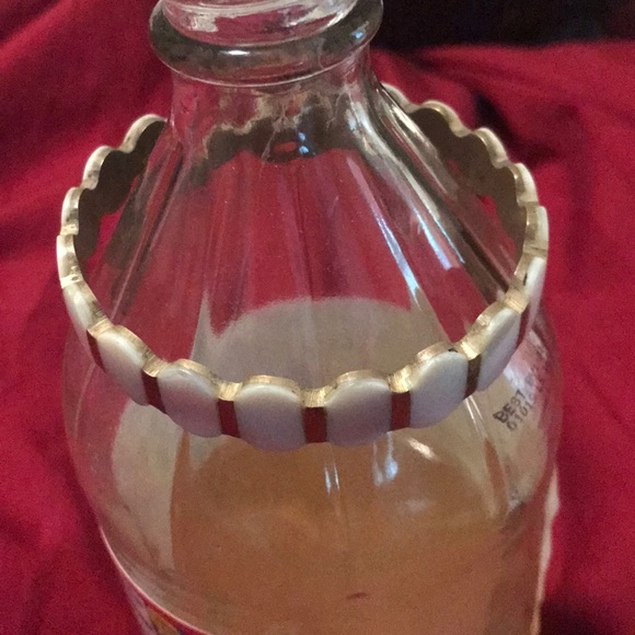 Mother of pearl inlaid brass bangle bracelet unique style made in Africa Vintage - Picture 5 of 6